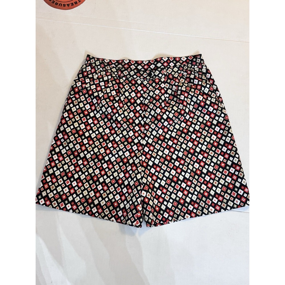 AW Golf Allyson Whitmore Petite Shorts 16P Geometric Diamond Print Red Black